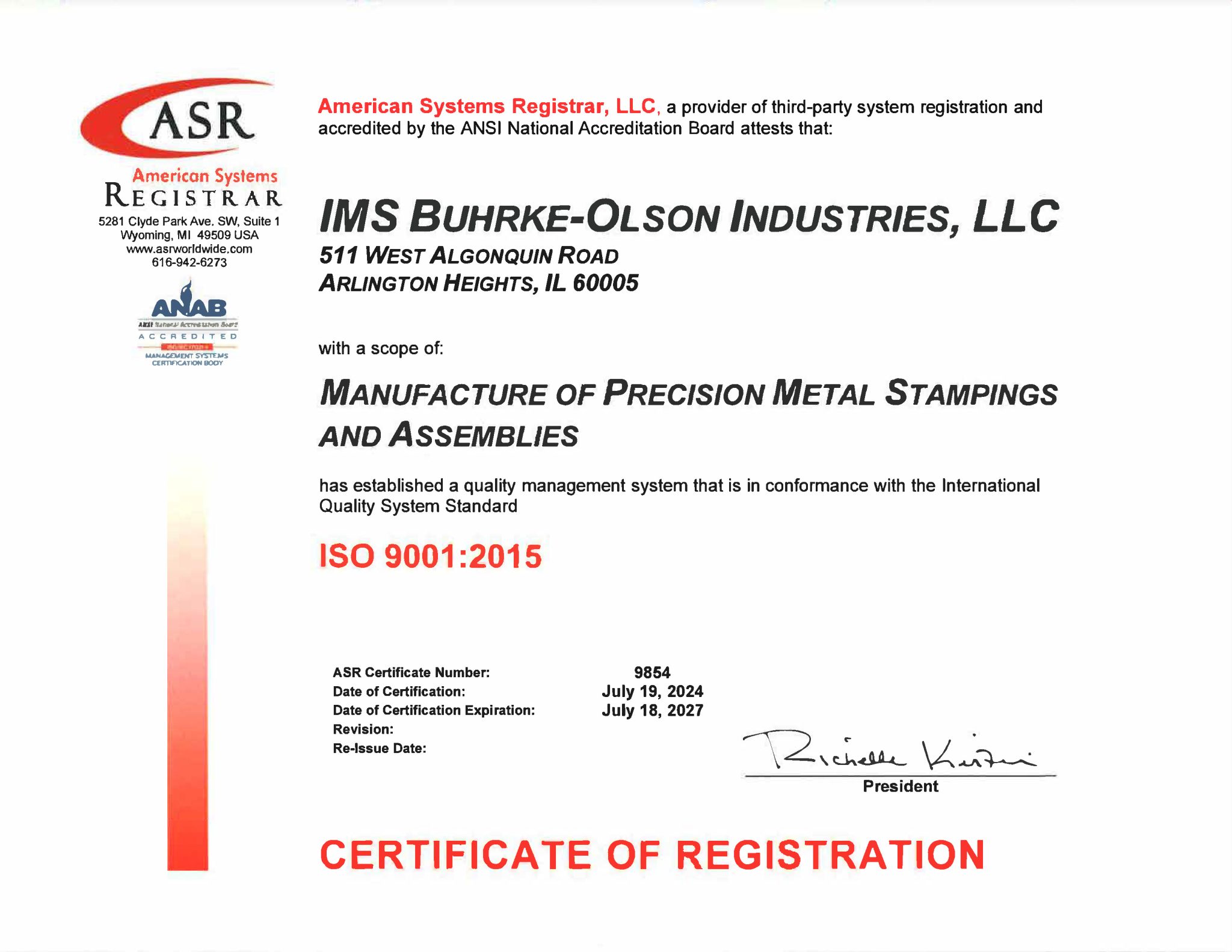 Arglinton Heights ISO 14001:2015 Certificate